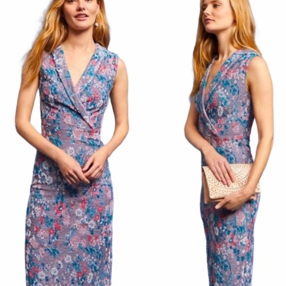 Anthropologie Maeve Floral Sheath Dress Size 8